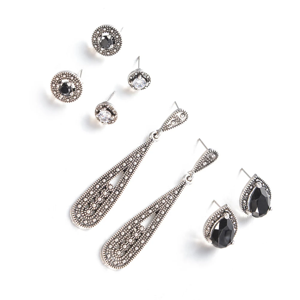 

4 Pairs/Set Retro Stud Earrings Enchanting Stylish Studs Bohemia Easy to Wear Women Birthday Party