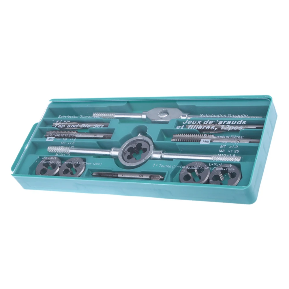 

12pcs Metric Thread Taps Die Set High Quality Bearing Steel Easy Start Re-Threading Tap Wrench Kit For Mild Steel Aluminium