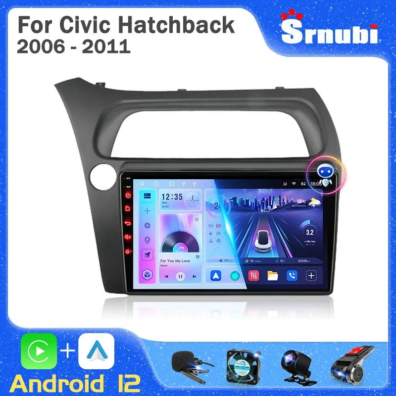 

Srnubi 2Din Android 12 для Honda Civic Hatchback 2006 - 2011 автомобильное радио мультимедийный плеер Навигация стерео DVD головное устройство динамик