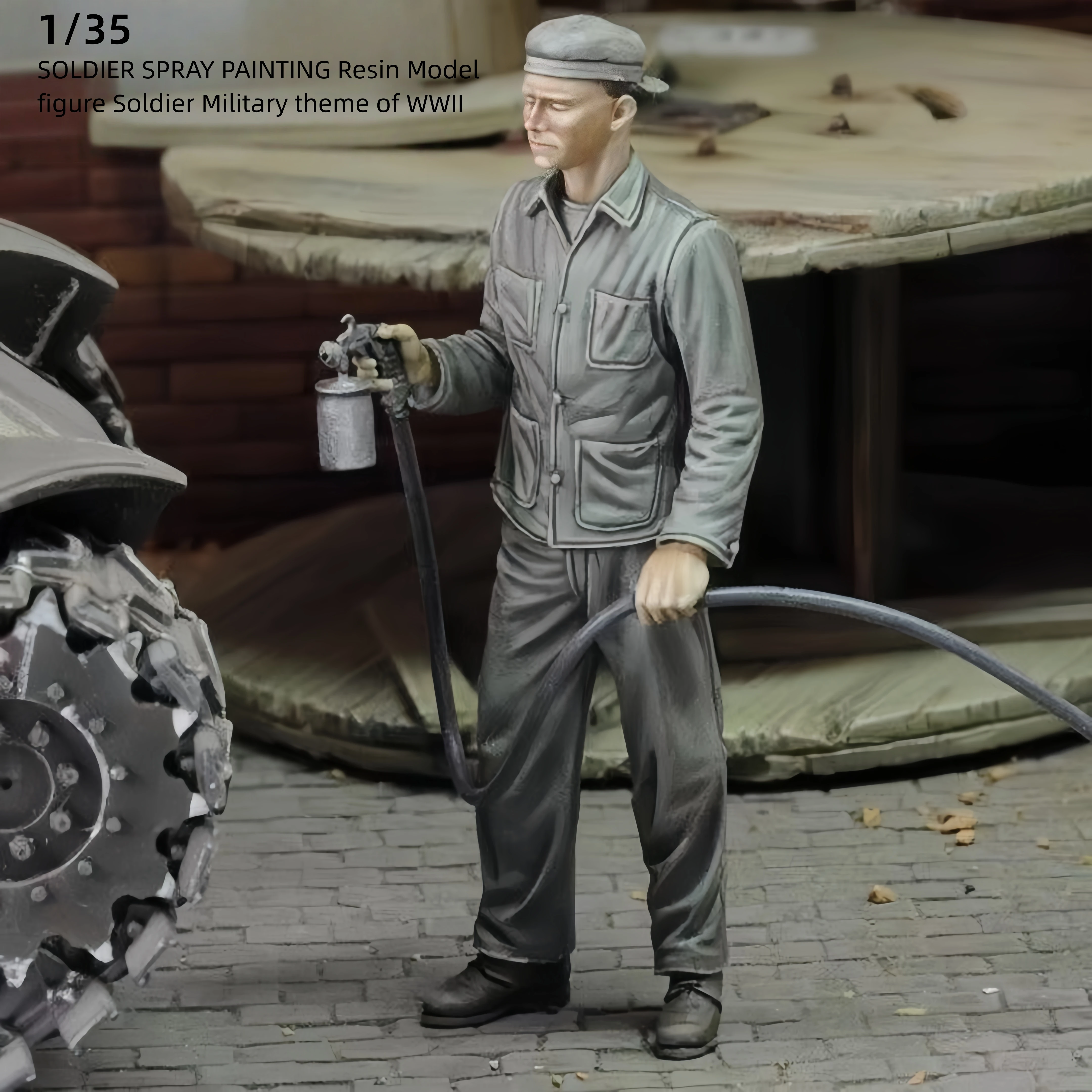 

Фигурка солдата 1/35, окрашенная методом спрей-покраски, из смолы, на военную тематику времен Второй мировой войны.