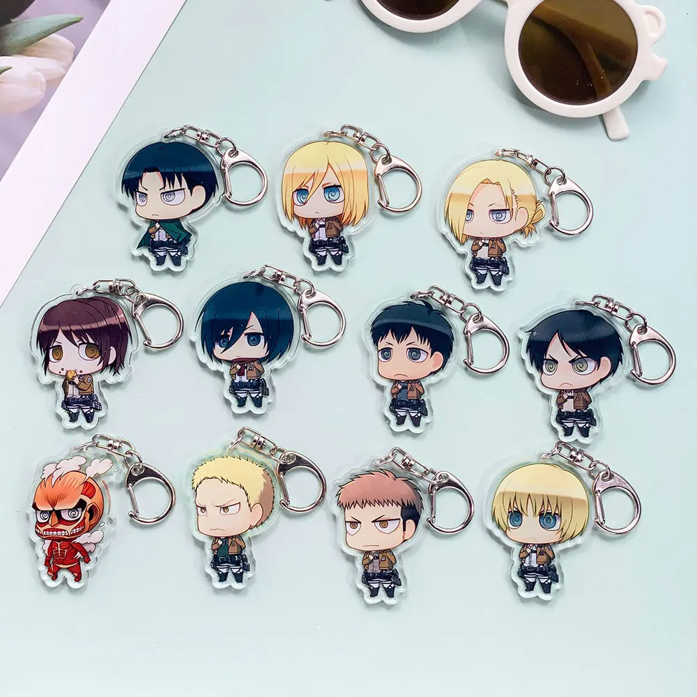 1/11Pcs Anime Figures Attack on Titan Acrylic Keychain Accessories Cute Bag Charm Keyring Funny Backpack Pendant Decoration Gift