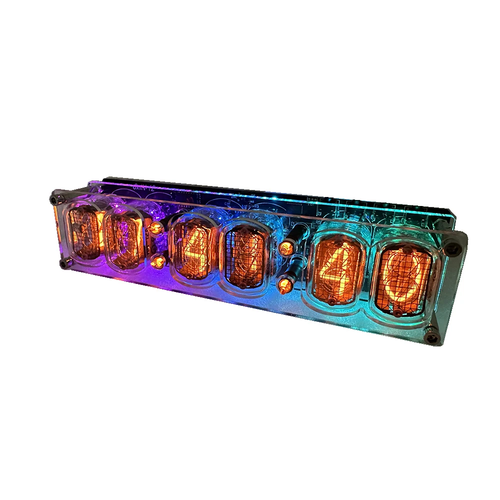 RGB 6 Digit IN-12 Nixie Glow Tube Clock IN12 with LED Backlight Type C USB 5V