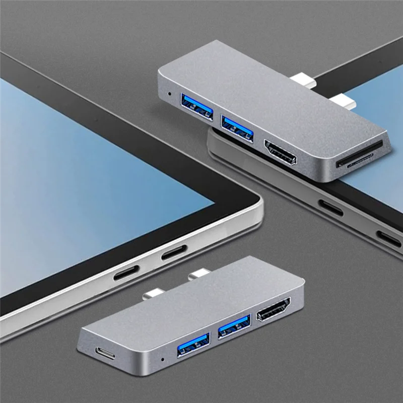 Sust-aFor Surface Pro 8 Hub USB C, adaptateur 4K et Compatible + 2 lecteurs USB 3.0 adaptateur de lecteur de carte SD/TF pour Surface Pro