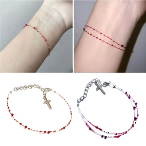Darah Merah Gelang Darah Drop Gelang Double / Single Lapisan Adjustable Gelang untuk Wanita Pria Jewelrys Aksesoris 10 gelang darah penjualan terbaik - №