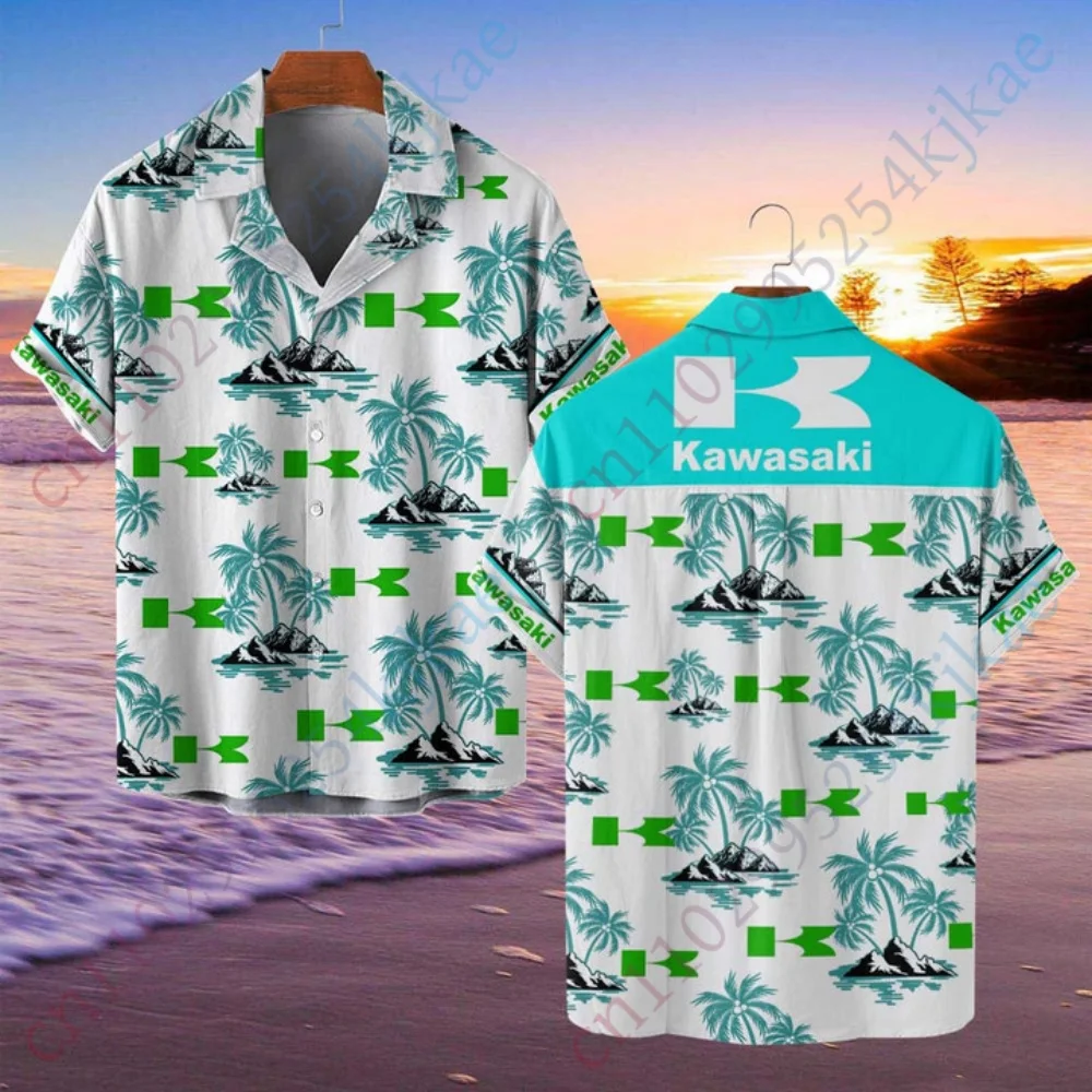 Kawasaki Shirts For Men Casual Shirts And Blouses Anime Men Clothing Luxury Button Cardigan Harajuku Oversized Tshirt Unisex Top