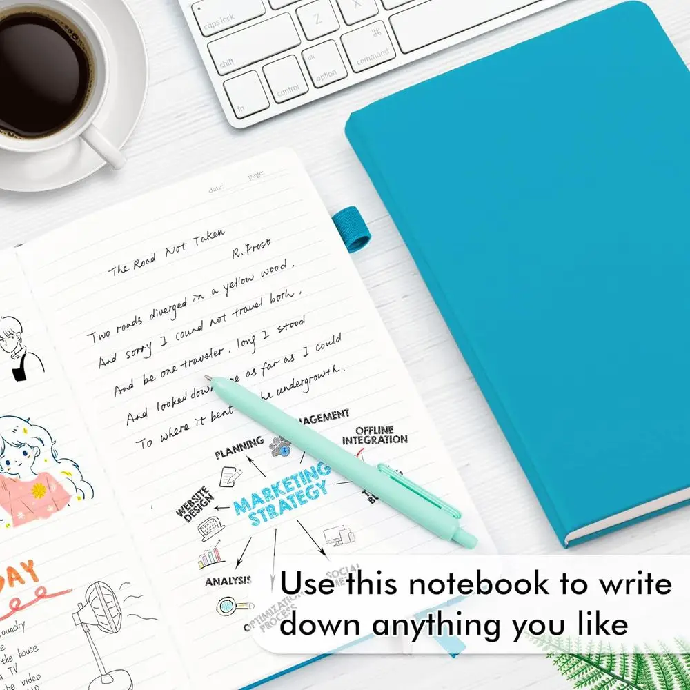 A5 Lined Notebook Set with Pen Holder, 24-Pack, 120 GSM Paper, 5.1x8.3, Teal for Work and Business