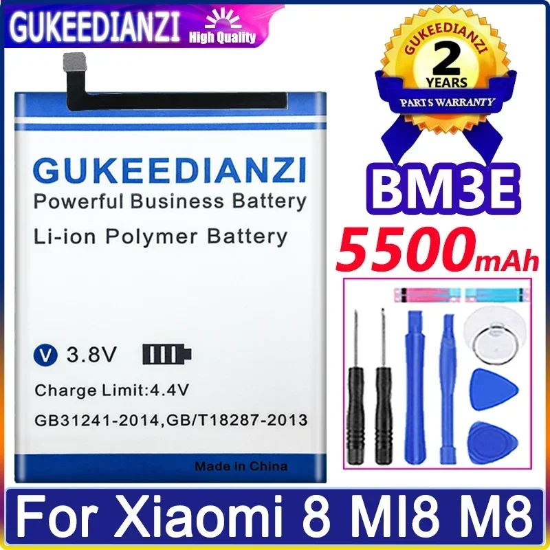 Batería GUKEEDIANZI BN 32 BM 3E 4000/5500mAh para Xiaomi 8 MI8 M8 BN32 BM3E batería de alta capacidad