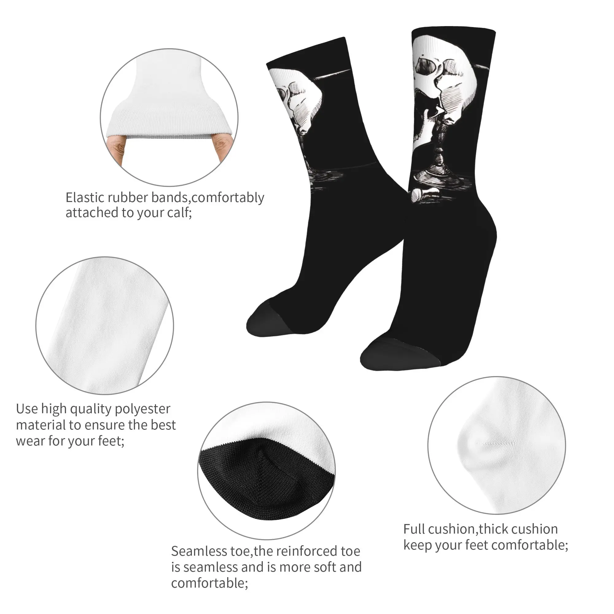New Male Men Socks Casual Gothic Dark Skull Print Sock Polyester  Graphic Women's Sock Spring Summer Autumn Winter
