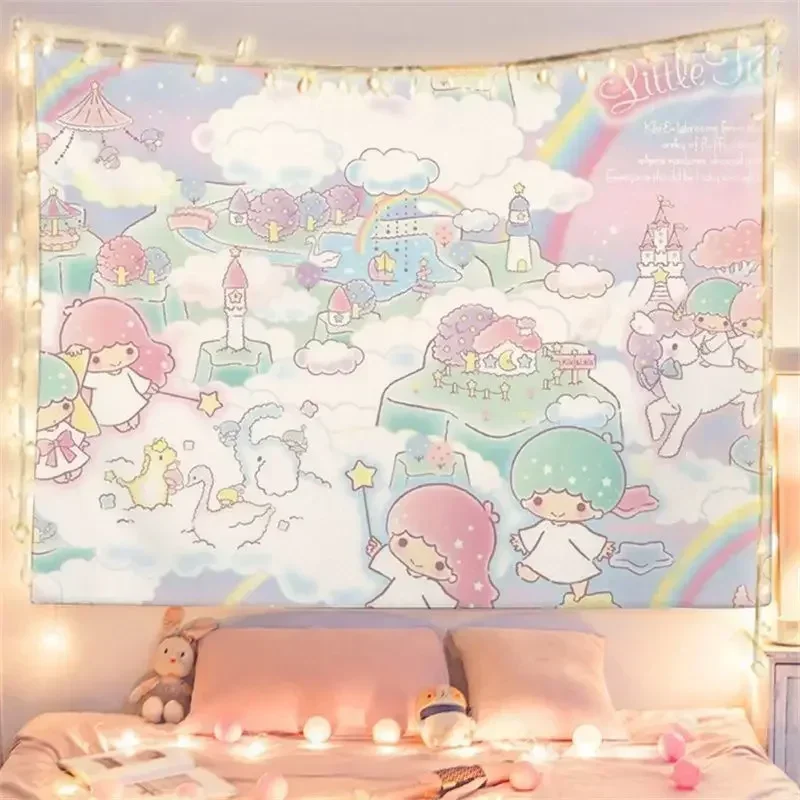 Sanrio série pano pendurado para decoração dormitório estudantil, fundo de personalização, personalização tapeçaria, urso e cão, 1,5x2m