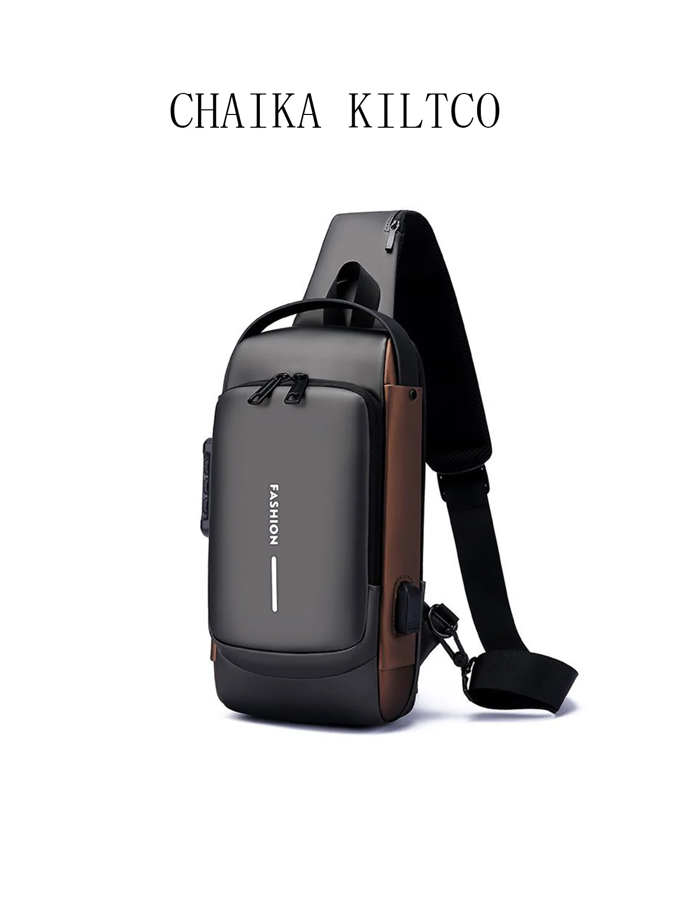 

CHAIKA KILTCO Men's Shoulder Bag Fashion Trend Multi functional Business Motorcycle Bag Large Capacity Chest Bag