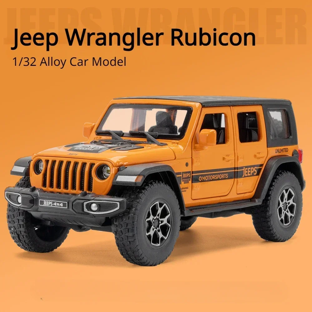 1:32 Jeep Wrangler Rubicon Alta Simulazione Pressofuso In Lega di Metallo Modello di auto Suono Luce Tirare Indietro Collezione Giocattolo Per Bambini Regali