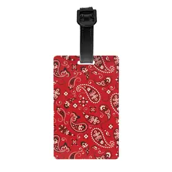 Custom Fashion Red Bandana Pattern Luggage Tag Privacy Protection Baggage Tags Travel Bag Labels Suitcase