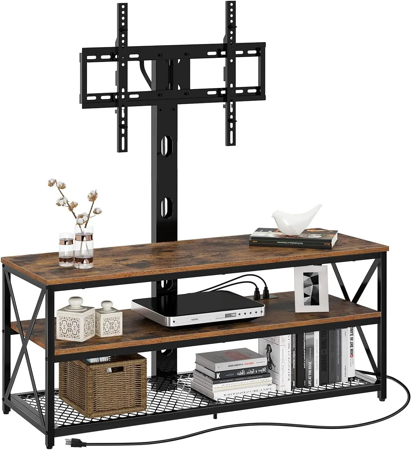 

TV Stand with Mount and Power Outlet 43",Swivel TV Stand Mount for 32/45/55/60/65/70 inch TVs,Adjustable TV Entertainment Center