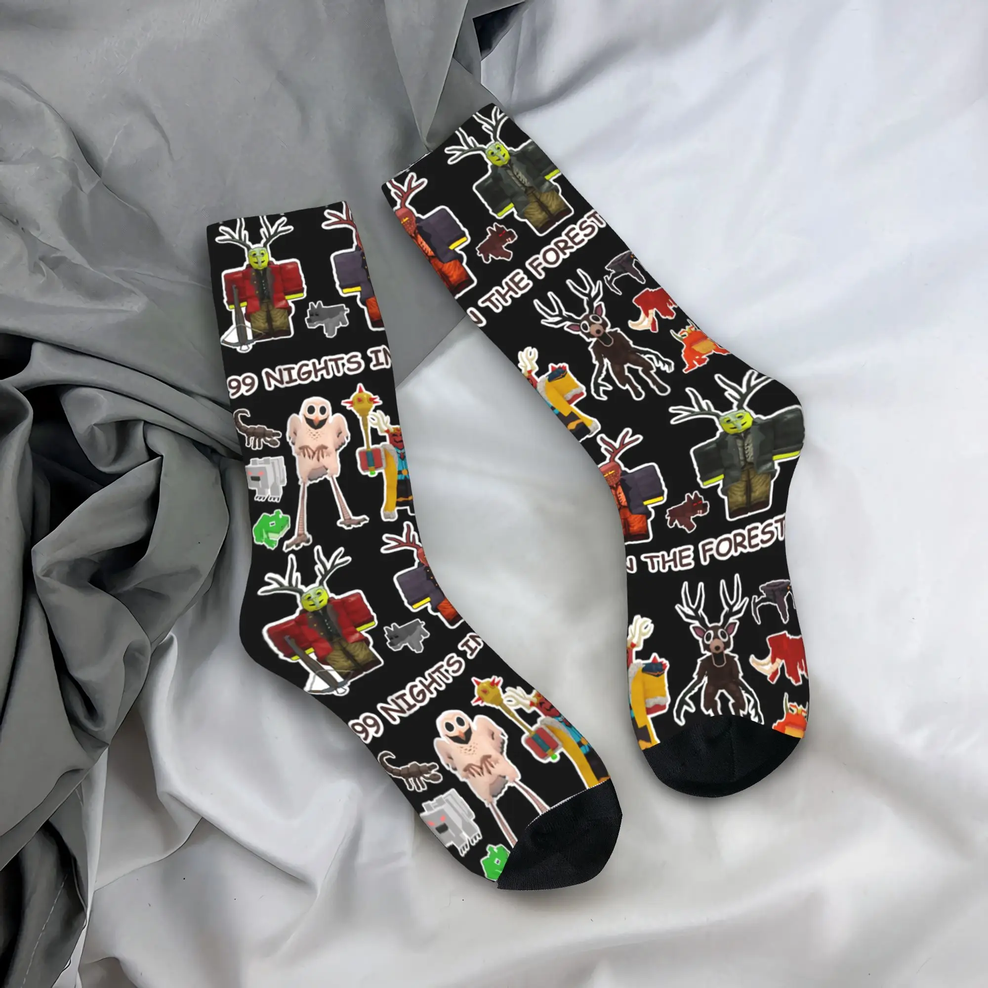유니섹스 남성 양말 숲 속의 99 밤 할로윈 스타킹 미끄럼 방지 품질 양말 가을 재미있는 프린트 사이클링 양말