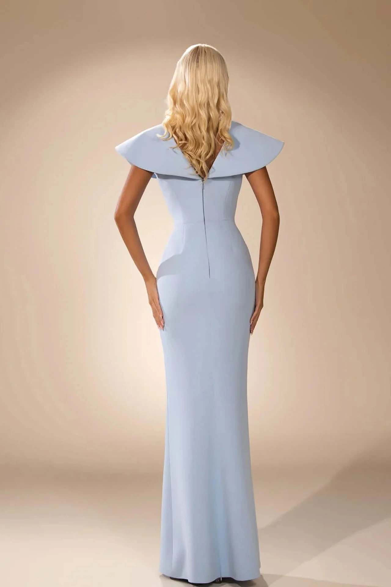 

Women's Exquisite Deep V-neck Short Sleeve Evening Dresses Customized Jersey Mermaid Floor Length Gown Back Zipper Party Dres