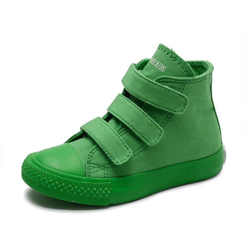 Low High Top Children's Solid Canvas Shoes Boys Girls Hook And Loop Sports Sneakers Kids Casual Flats Student Walking Board Shoe