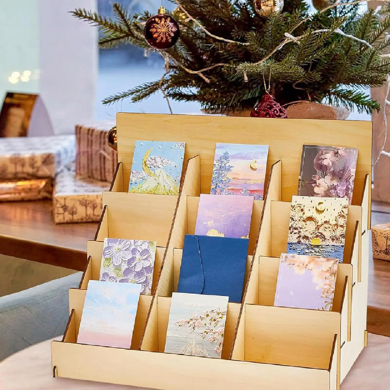 Greeting Card Display Stand 4 Tier Sports Cards Stand for Sticker Retail