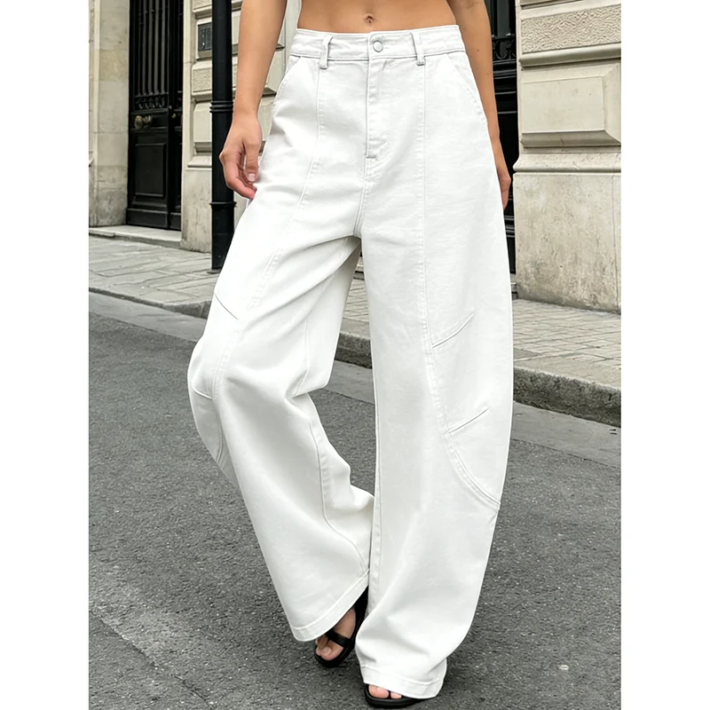 PBAP Boyfriend Women Baggy Jeans Vintage White Cleanfit Oversize Pockets Low Waist Loose Pants Casual Hip Hop Korean Streetwear