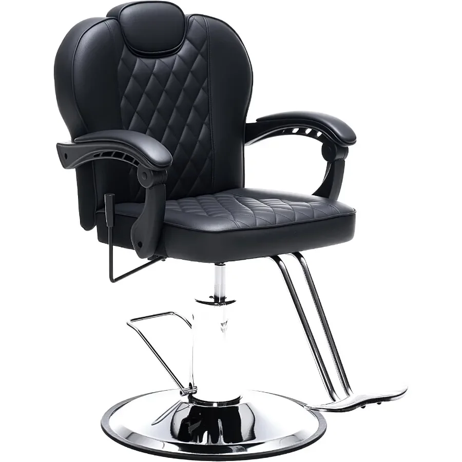 Barber Chair with Heavy Duty Hydraulic Pump, Salon Chair for Hair Stylist, 360° Swivel 90°-140° Backrest Reclining Chairs, Port