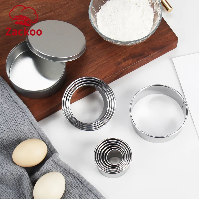 

Zackoo 11Pcs/Set Stainless Steel Round Mousse Ring Cake Mold Tools Cookie Biscuit Cutters DIY Pastry Baking Circle Ring Mould