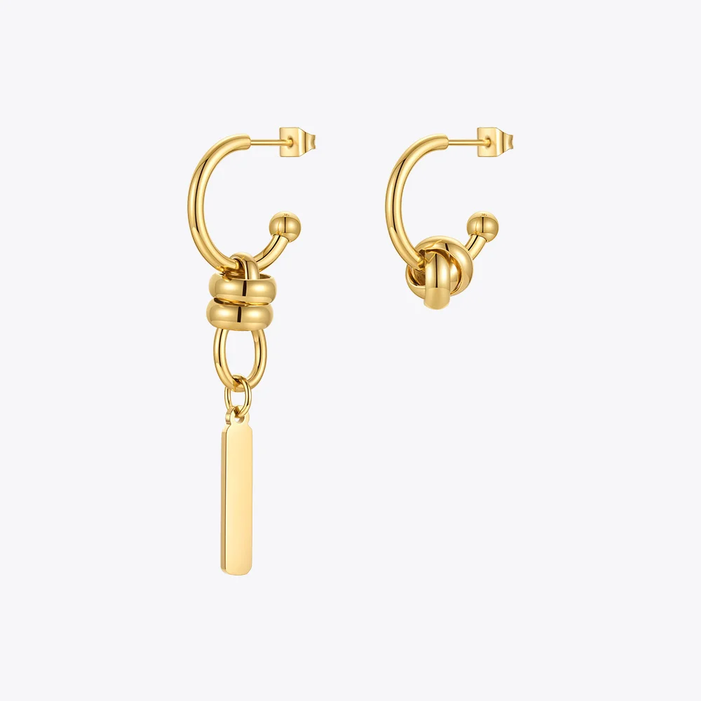 ENFASHION Tag Piercing Drop Earring Stainless Steel Dangle Earrings Gold Color Fashion Jewelry Dropshipping Pendientes E211346