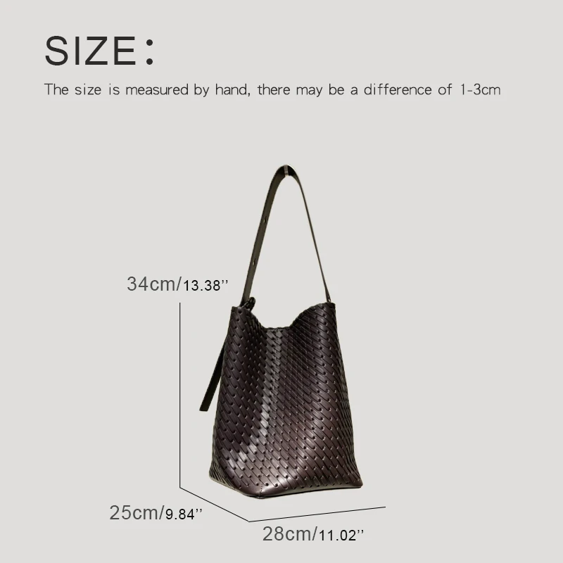 Genuine Leather Bucket Bags For Women Luxury Designer Handbags Purses 2023 New In Handwoven With Inner Pocket Classic Shoulder