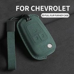 Suede Car Flip Key Case Cover for Chevrolet Cruze Aveo Trax Sail Malibu Captiva Opel Vauxhall Astra J Corsa Insignia Keychain