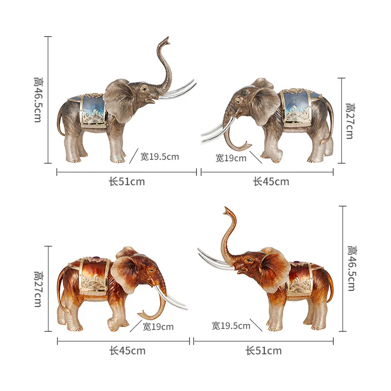 A pair of light luxury high-end enamel color lucky elephant ornaments, entrance entrance living room villa model house