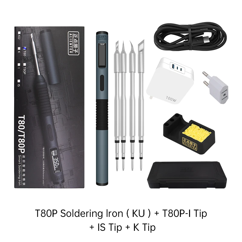 ALIENTEK T80 T80P Slimme Soldeerbout PD 65W QC Verstelbare Constante Temperatuur Draagbare Slimme Soldeerbout Kit C245 Gereedschap - afbeelding 1