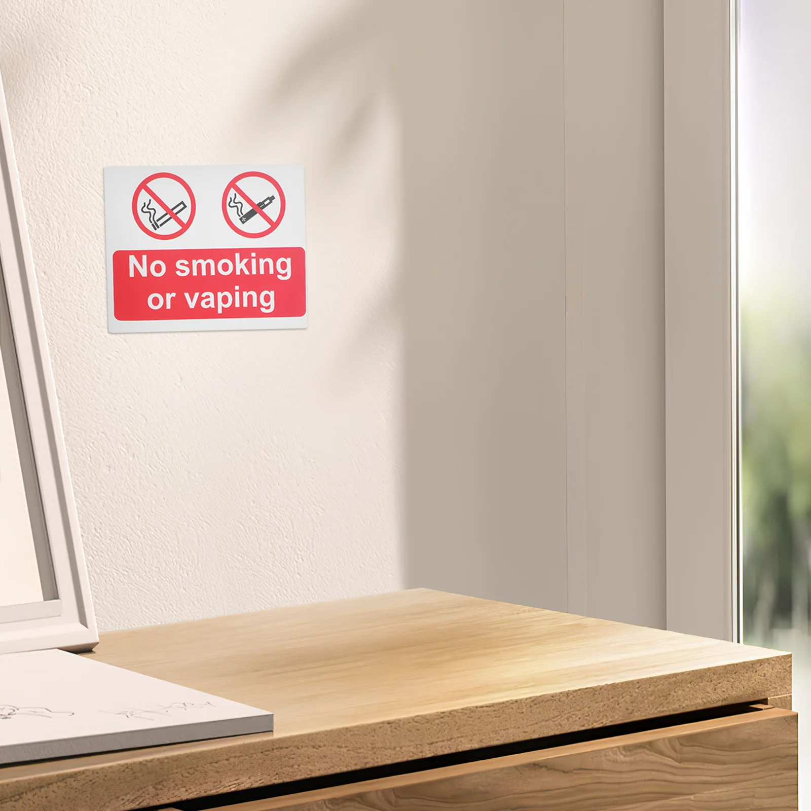 

5Pcs No Smoking Sign Stickers Public Safety Reminder Self Adhesive Durable Paper Decals for Office Hotel Restaurant