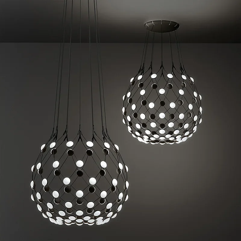 

Italian Designer Led Chandeliers Acreative Pendant Lamp Nordic Dining Room Fishing Net Luminaria Pendant Light Fixture for Home