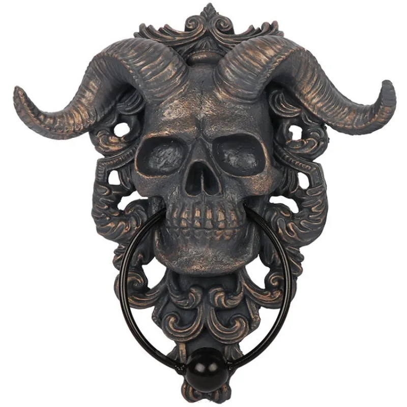 Halloween Gothic Goat Skull Wall Pendant Spooky Atmosphere Ornament for Club Tattoo Parlor Indoor Decor
