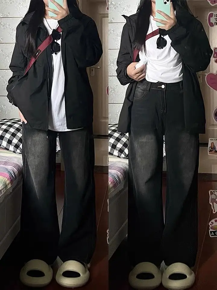 

Denim Clothes For Women Thermal Winter Warm Fleece Lined Thickened Cozy Plush Velvet Comfortable Heavy Full Length Palazzo High