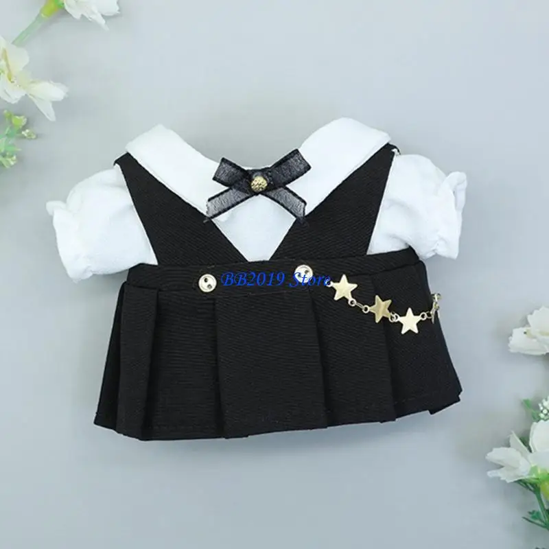 Q0KB 8’’ Plush Doll Clothes for 20CM Cotton Reborns Life Like Rag-Doll Outfit Suit Doll Clothing Korean Kpop Doll Accessory