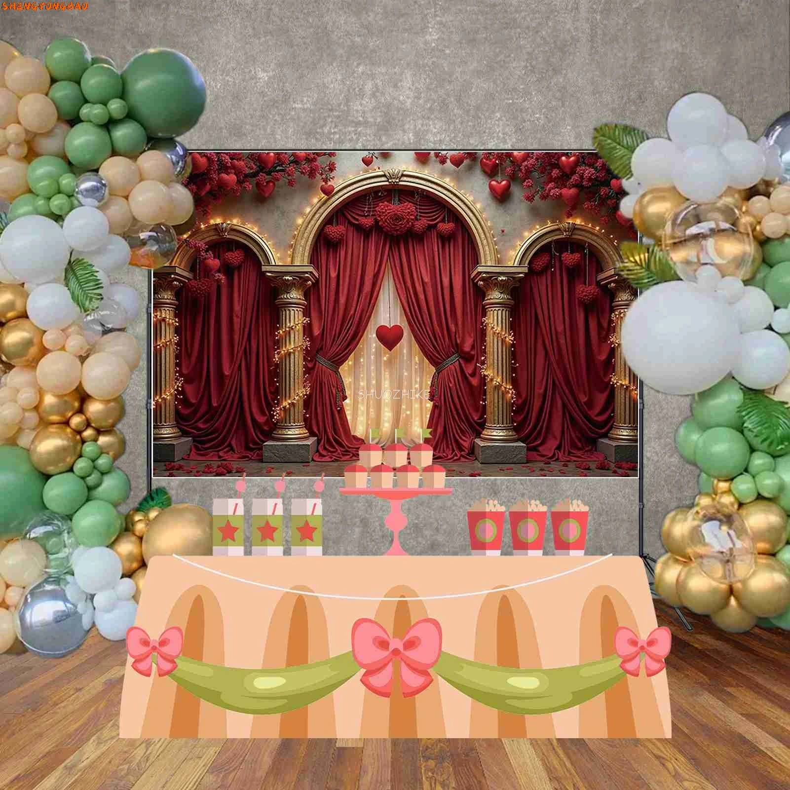 2 월 14 일 발렌타인 데이 사진 배경, 레드 로즈 테디 베어 포토존 배경, 사진 스튜디오 포토부스 소품