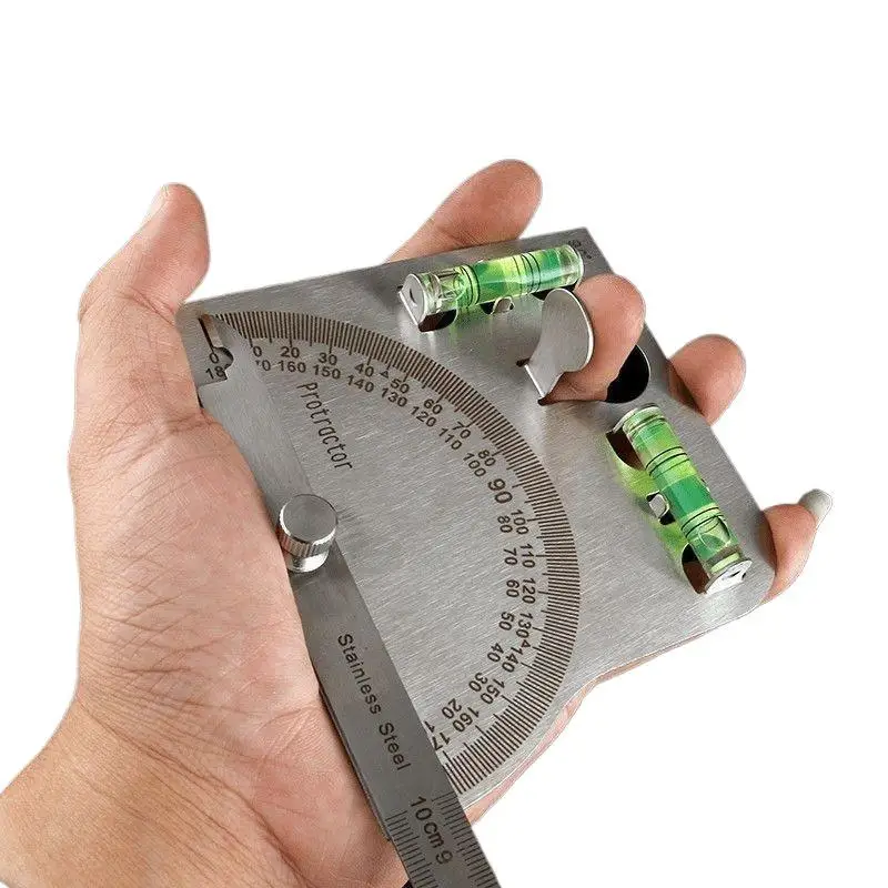 CHigh-Precision قابل للتعديل 180 درجة الفولاذ المقاوم للصدأ زاوية حاكم متعدد الوظائف النجارة أداة قياس متحركة