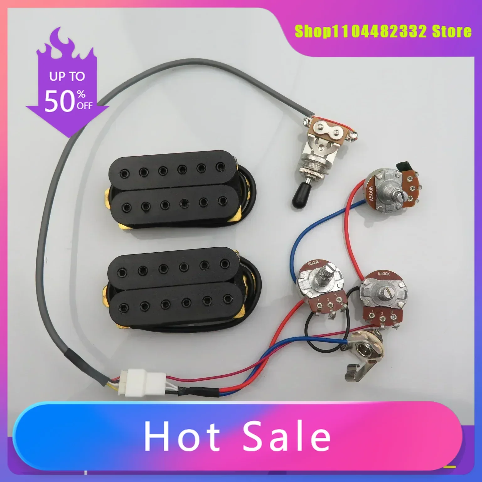 Crazy Sales--New Guitar Pickups Humbucker Electric Guitar Pickups 4C Zebra / Black Set With 2v1t Wiring Harness