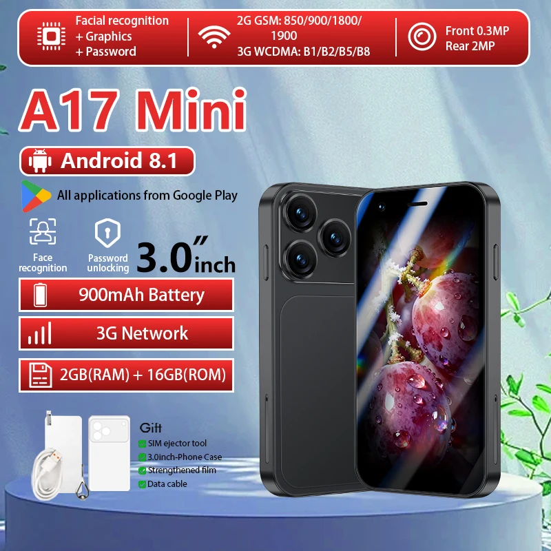 ONEMYTH 2026 Mini Smartphone, 2GB+16GB, 3.0-inch Screen, 3G Network, More Applications, Multiple Colors to Choose From