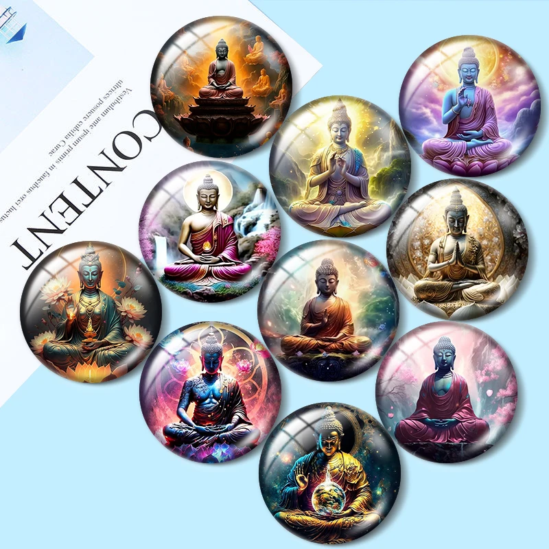 Japanese Meditating Buddha 10pcs 12mm/18mm/20mm/25mm Round photo glass cabochon demo flat back Making findings