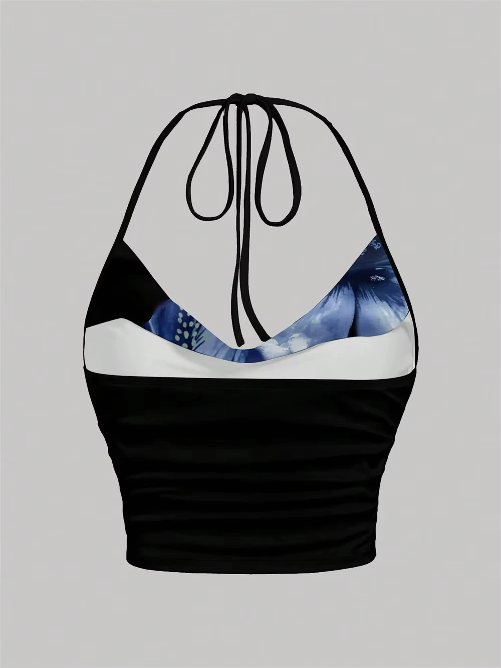 Tie-dye Print Halter Top for Women Summer Y2K Clothes Sexy Backless Drape V-neck Crop Top Streetwear