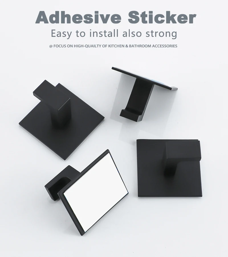 Schwarz Selbst-Adhesive Wand Haken Für Hängen Schlüssel Kleiderbügel Tür Robe Haken Mantel Rack Handtuch Halter Bad Zubehör – Detail 2