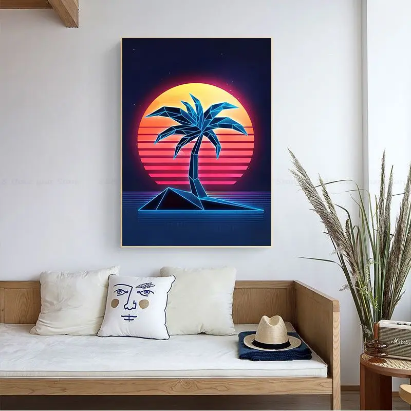 Neon Retrowave Synthwave Good Quality Prints and Posters Decoracion Painting Wall White Kraft Paper Aesthetic Art Wall Painting