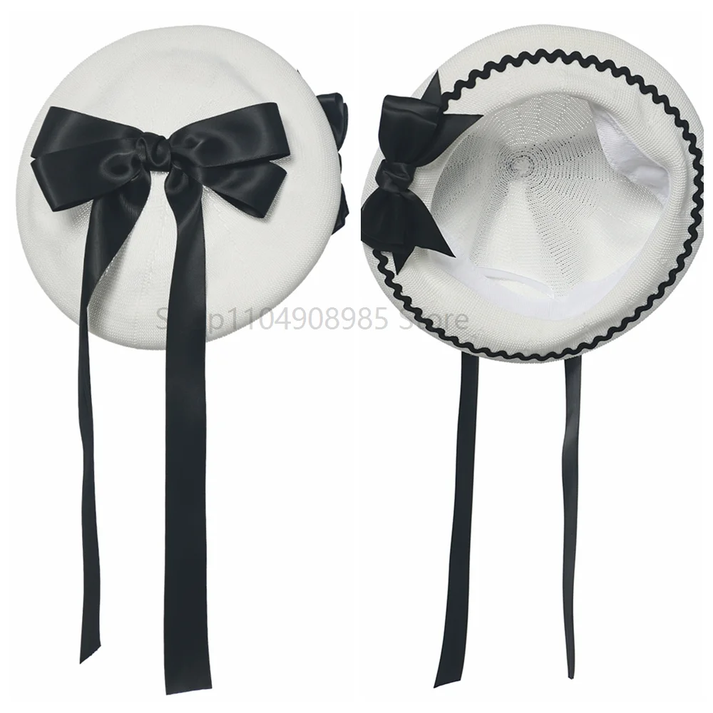 หมวกเบเร่ต์ลолิต้าน่ารักสำหรับผู้หญิงและเด็กผู้หญิง แฟชั่นเกาหลี สไตล์ลำลอง ระบายอากาศได้ดี ลายสก็อต โบว์ใหญ่ หมวกทรง JK สวยหรู