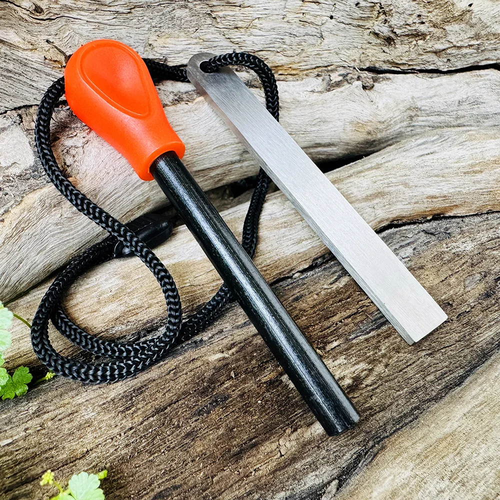 Haste de magnésio de sobrevivência, iniciador de fogo com cabo de madeira e abridor de garrafa, bastão de fogo multiferramenta, ideal para acampamento, caminhadas, presentes masculinos