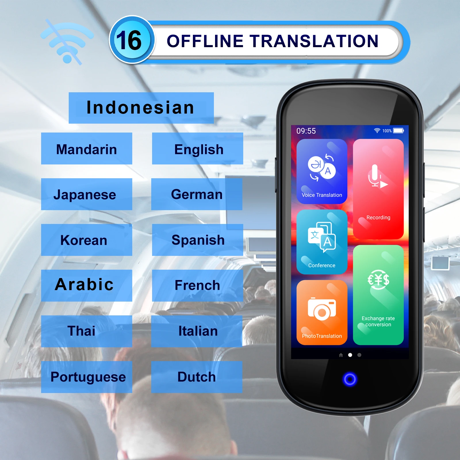 AI Language Translation Device, Real-time Two-way Language Translation, Supports WiFi Online And Offline Translation, 137 Languages Instant Online Translation , 16 Languages Offline Translation, Portable Translation Device, Office, Travel Essential
