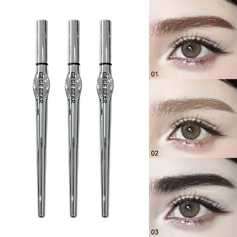 ゲゲベア 二段階ウォーターアイブロウペンシル、にじまないアイライナーリキッドペン、色落ちなし、ワイルドな眉の立体感