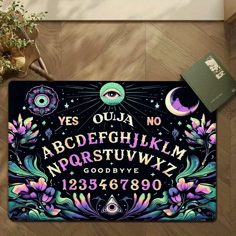 

Halloween Ouija Board Design Area Rug Anti-Fatigue Mat for Entryway Living Room Bedroom Floral Skull Print Home Decor Carpet