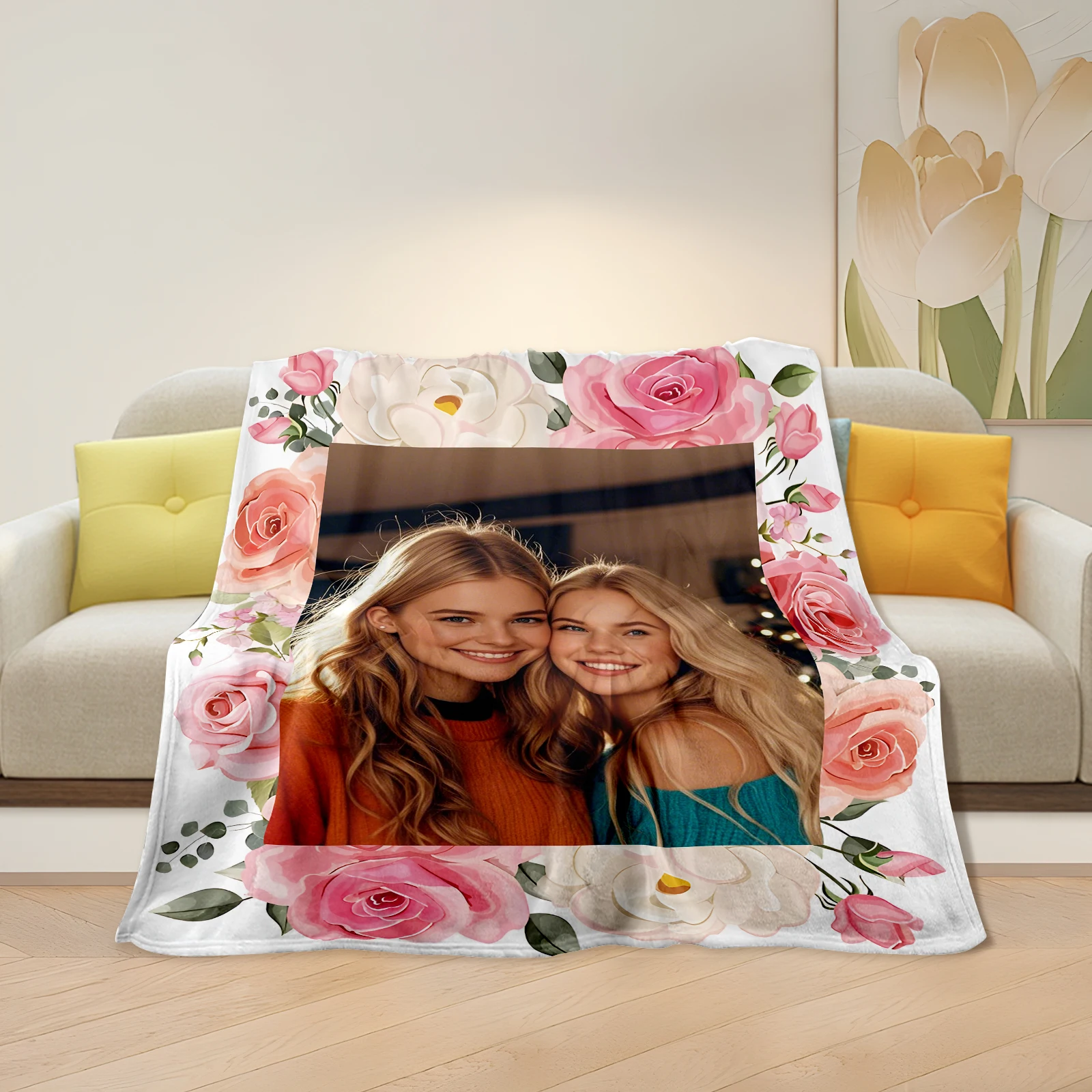 Intimate Bestie Photo With Text Photo Collage Customized Blanket Gift For Best Friend Couch Bedroom Camping Travel Usable