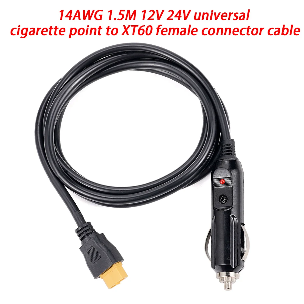 1.5M XT60 Car Cigarette Lighter Cable 16/14AWG Car Battery Cable Energy Storage Car Charging Cable for Automobile Supplies