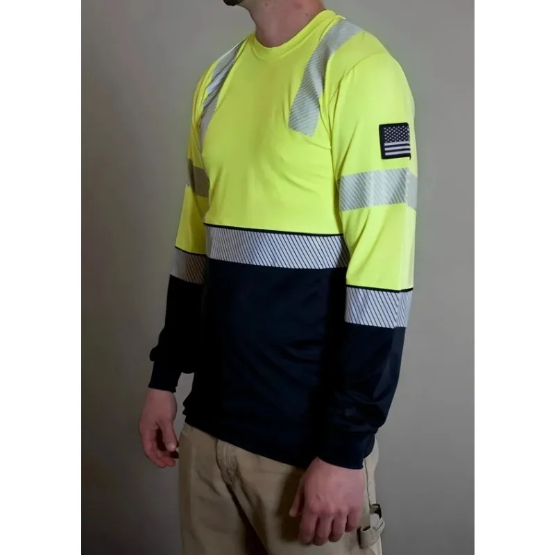 Two Tone Splicing Long Sleeved Safety Work Clothes, Construction Site Labor Protection Top